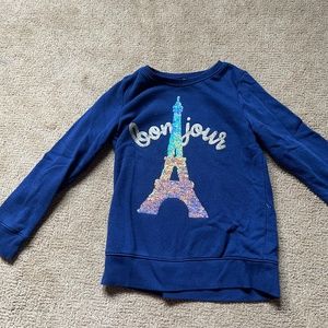 OshKosh Blue Sweater with Eiffel Tower Reversible Sequins
